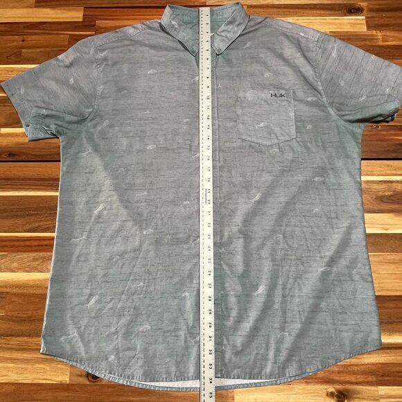Huk Performance Fabric Fishing Shirt Mens Size XXL Short Sleeve Button Up Pocket - Picture 6 of 7
